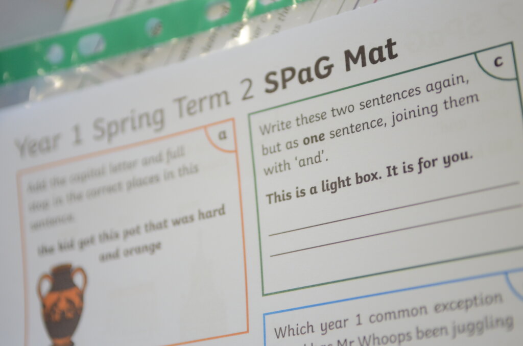 A spelling, punctuation and grammar worksheet.