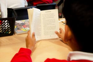 pupil reading a book