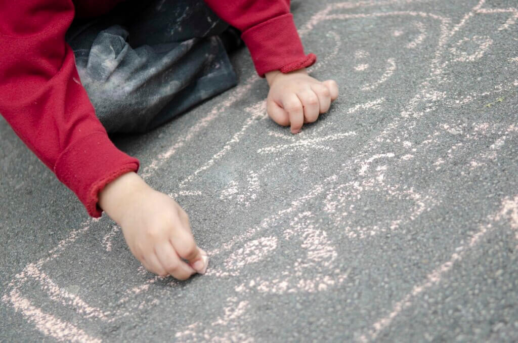 pupil drawing on playground