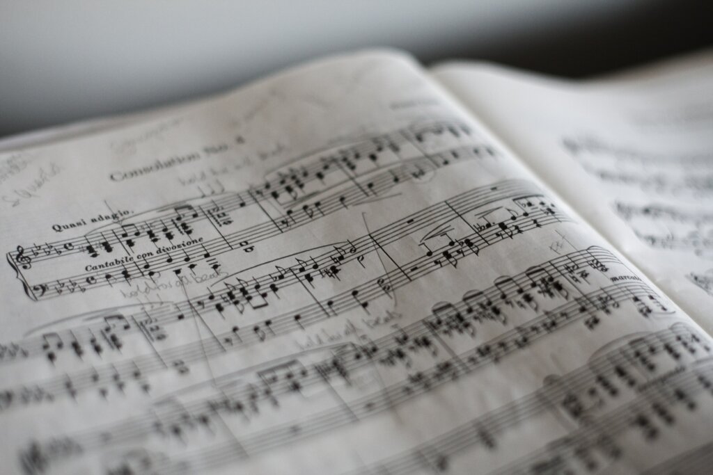 A closeup of sheet music.