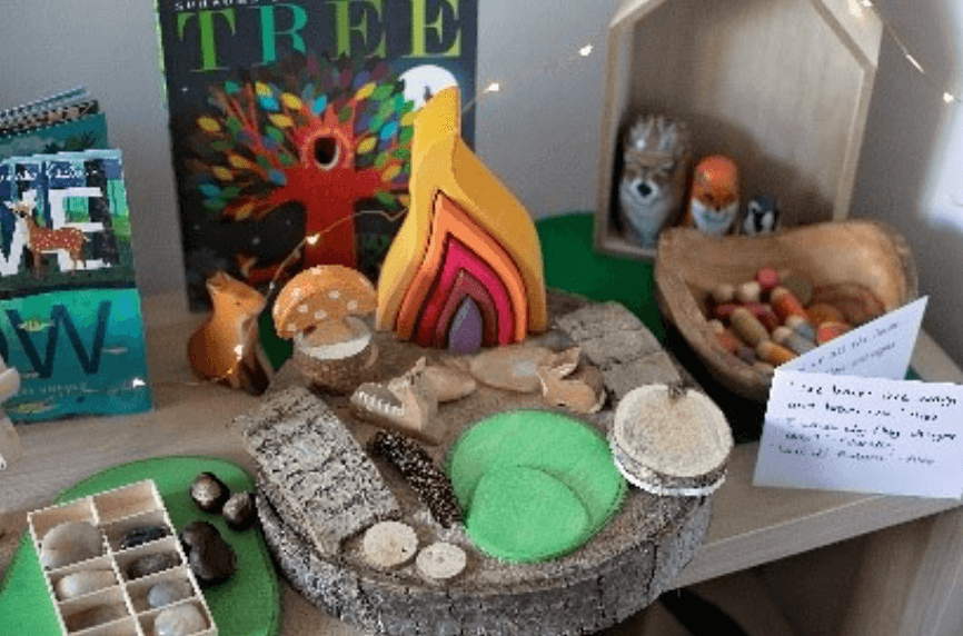 A tree display in the EYFS classroom.