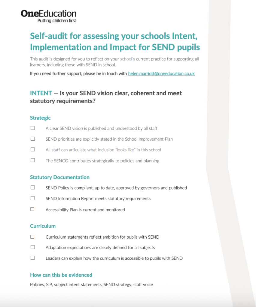 SEND self-audit