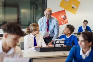 music teacher helps pupils