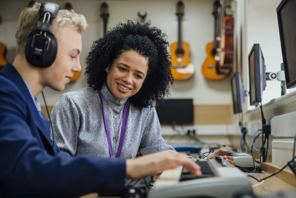 music teacher secondary school helps pupil