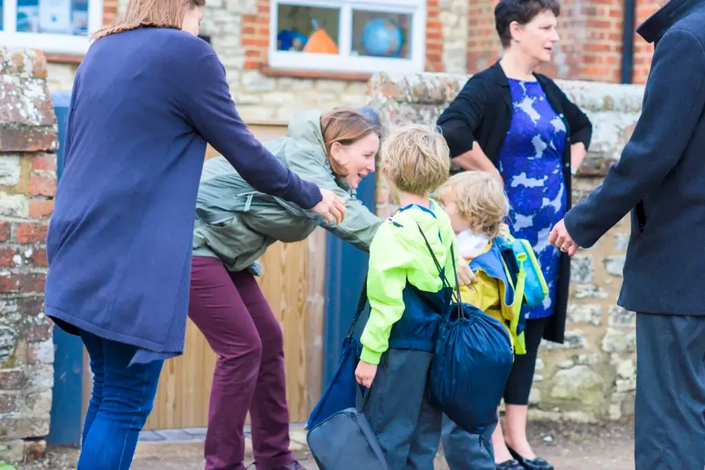 parents greet their children