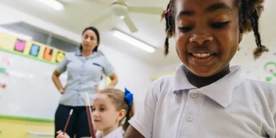 EYFS pupils and teacher